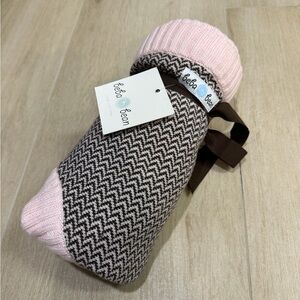 Pink and Brown Beba Bean Knit Baby Blanket